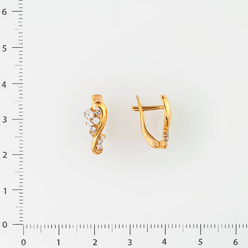 Серьги с фианитом из красного золота 585 пробы
