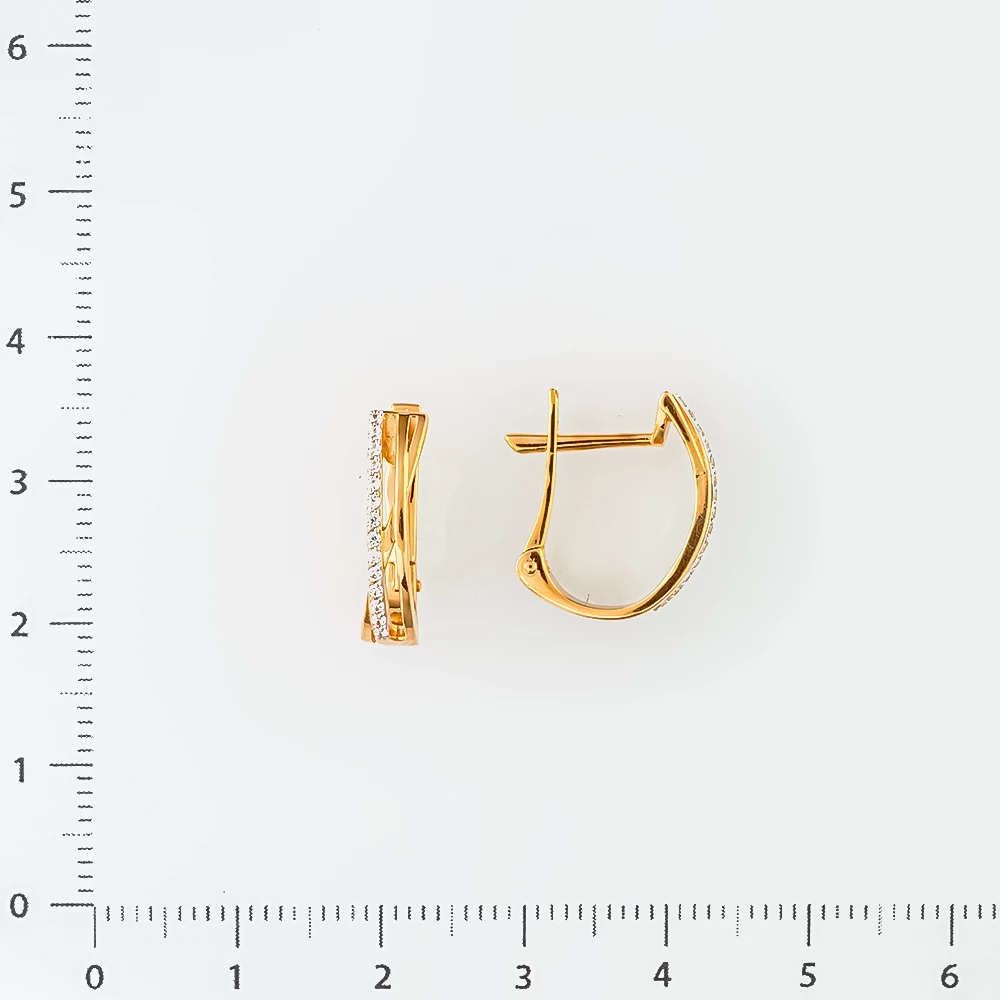 Серьги с фианитом из красного золота 585 пробы