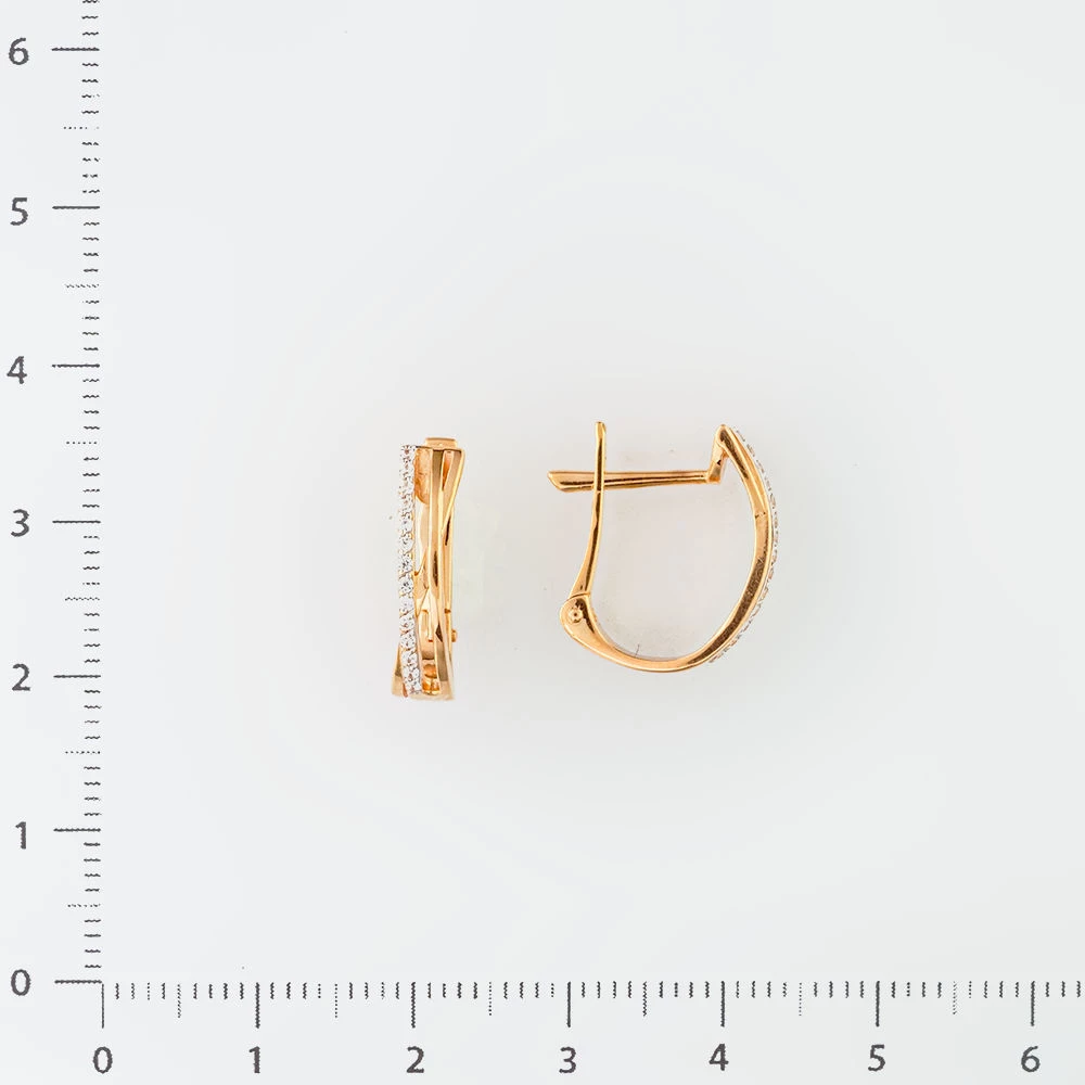 Серьги с фианитом из красного золота 585 пробы