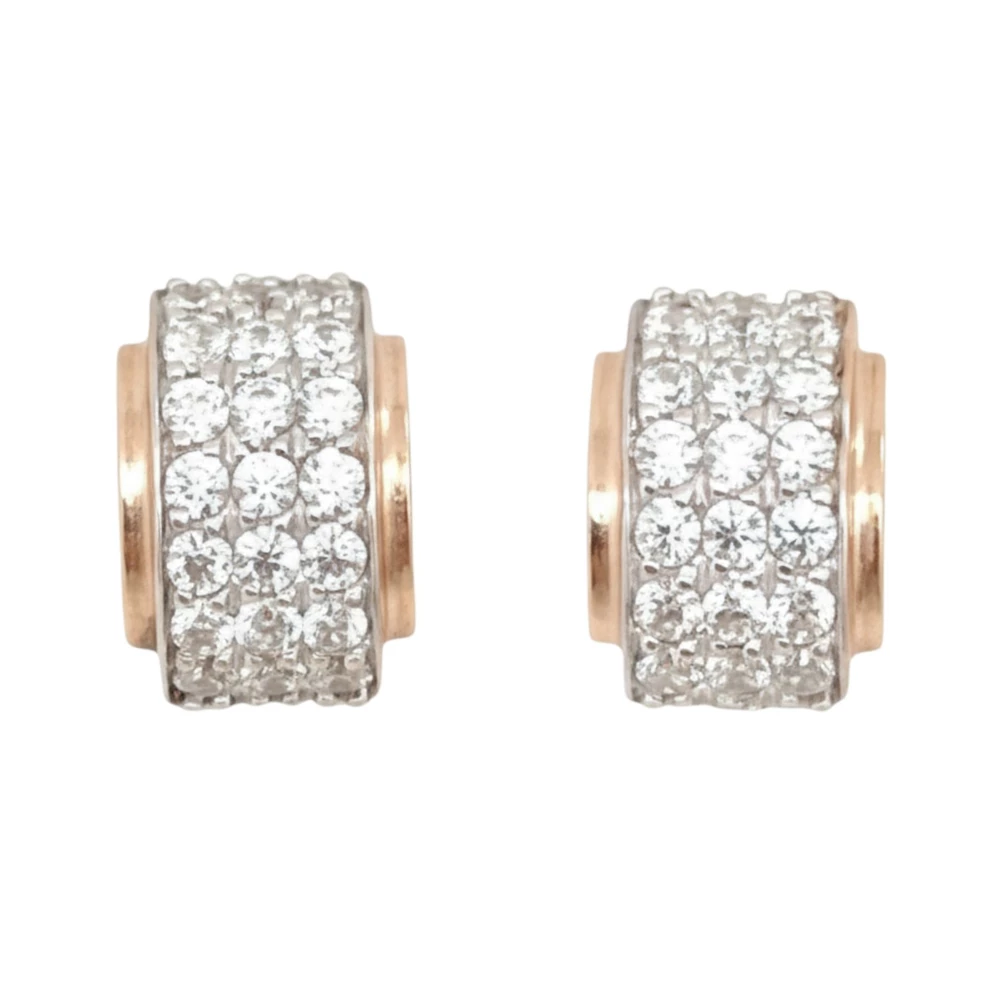 Серьги с фианитом из красного золота 585 пробы