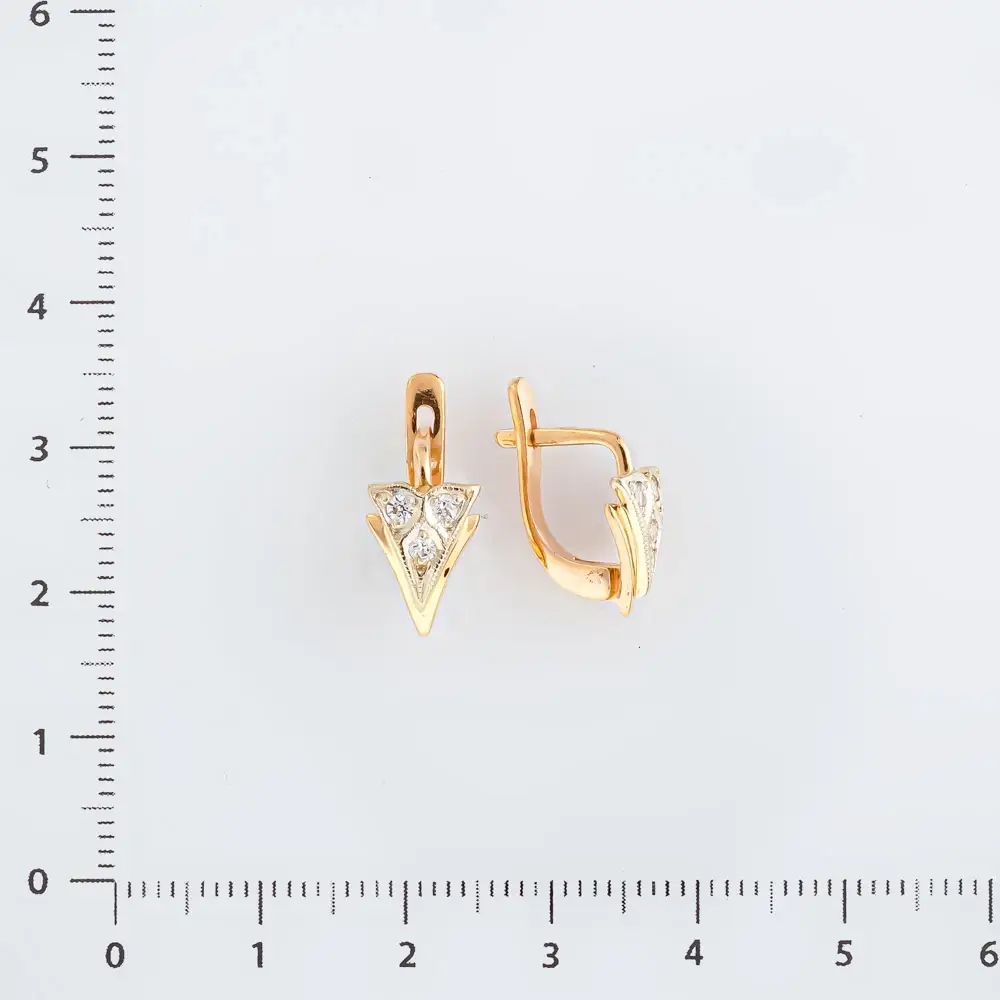 Серьги с фианитом из красного золота 585 пробы 2