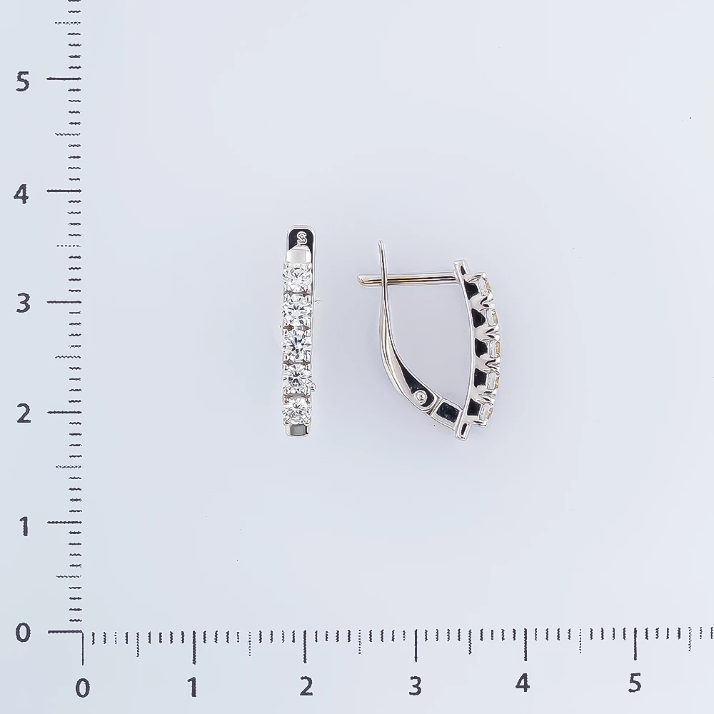 Серьги с фианитом из белого золота 585 пробы