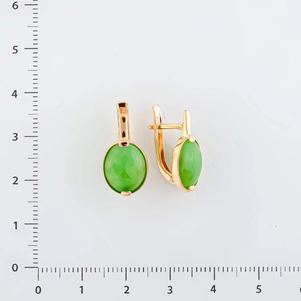 Серьги с агатом из красного золота 585 пробы
