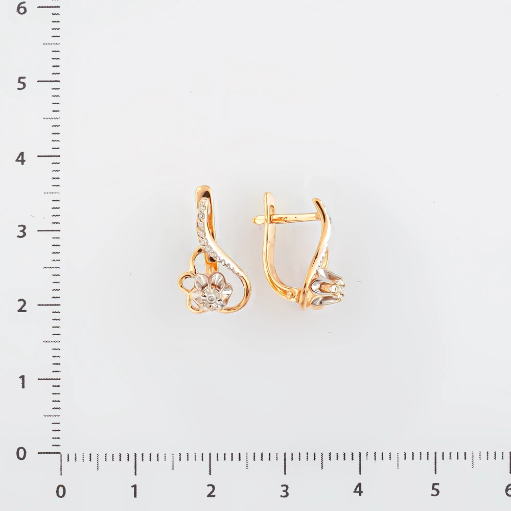 Серьги с бриллиантом из красного золота 585 пробы