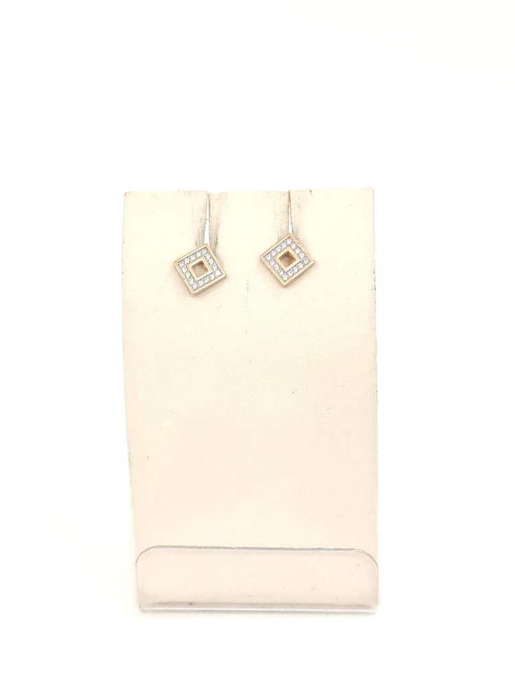 Серьги с фианитом из красного золота 585 пробы