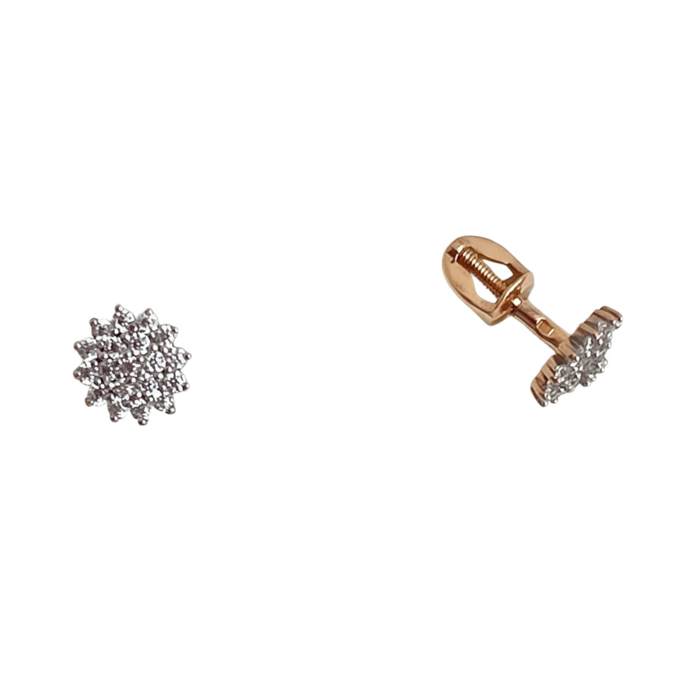 Серьги с фианитом из красного золота 585 пробы