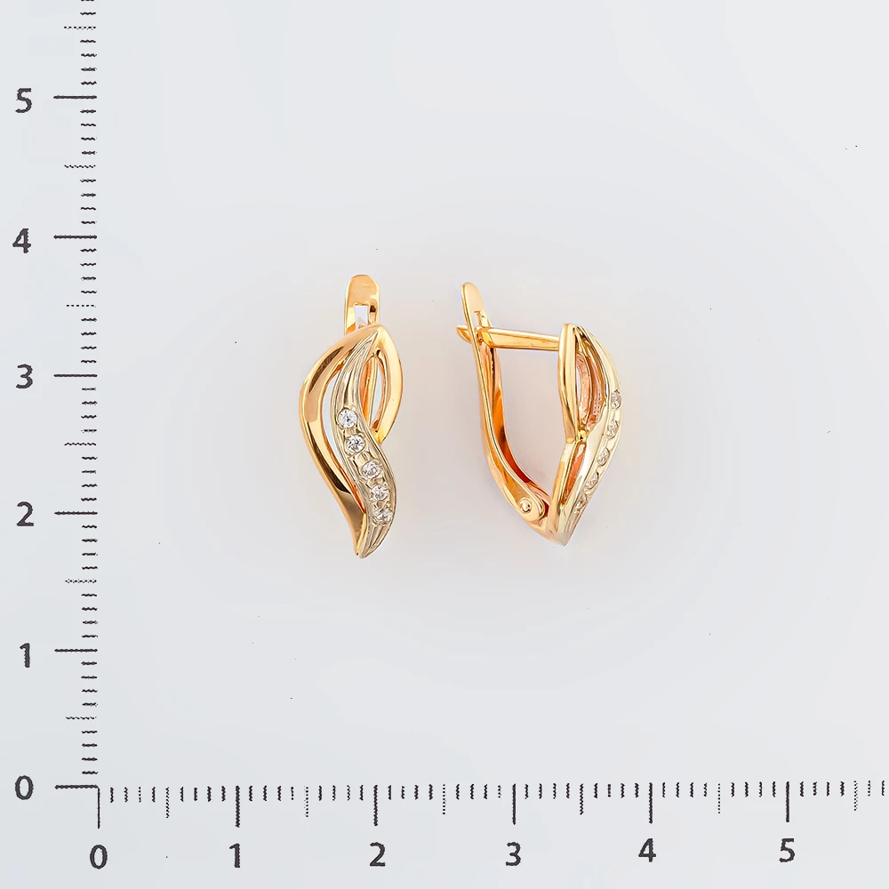 Серьги с фианитом из красного золота 585 пробы