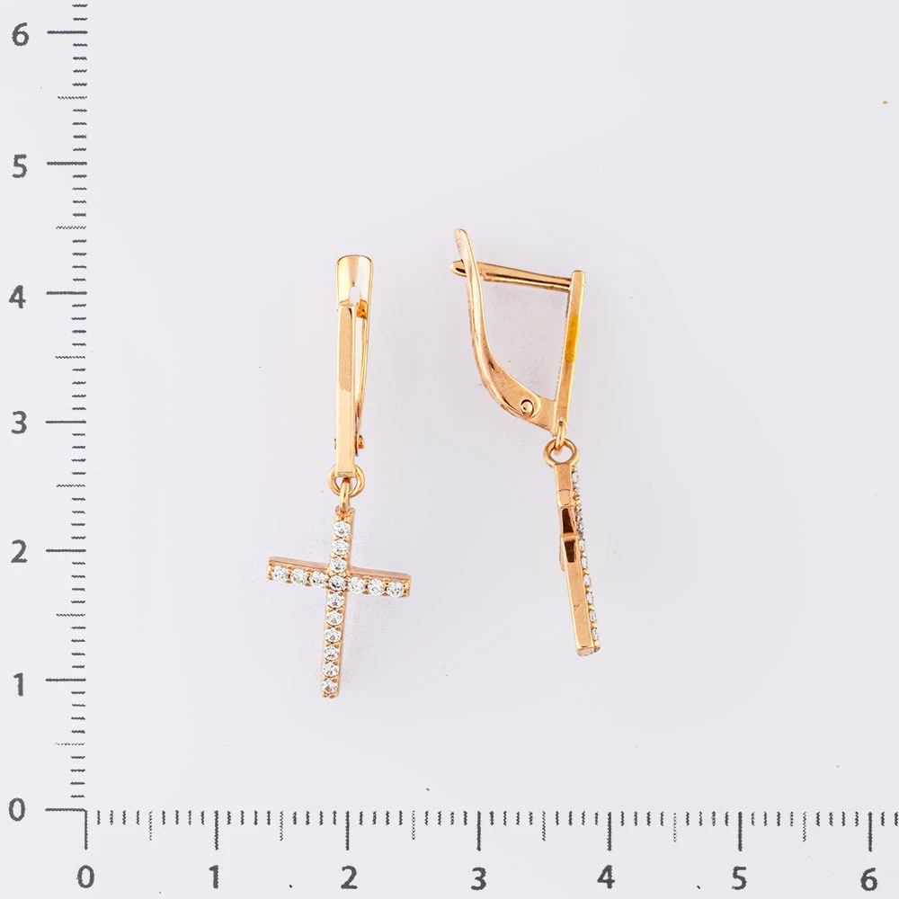 Серьги с фианитом из красного золота 375 пробы
