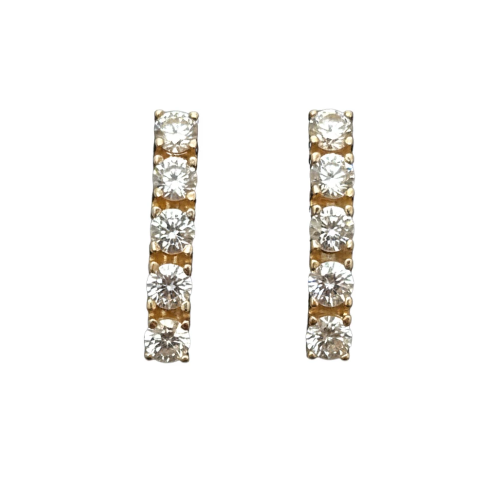 Серьги с фианитом из красного золота 585 пробы