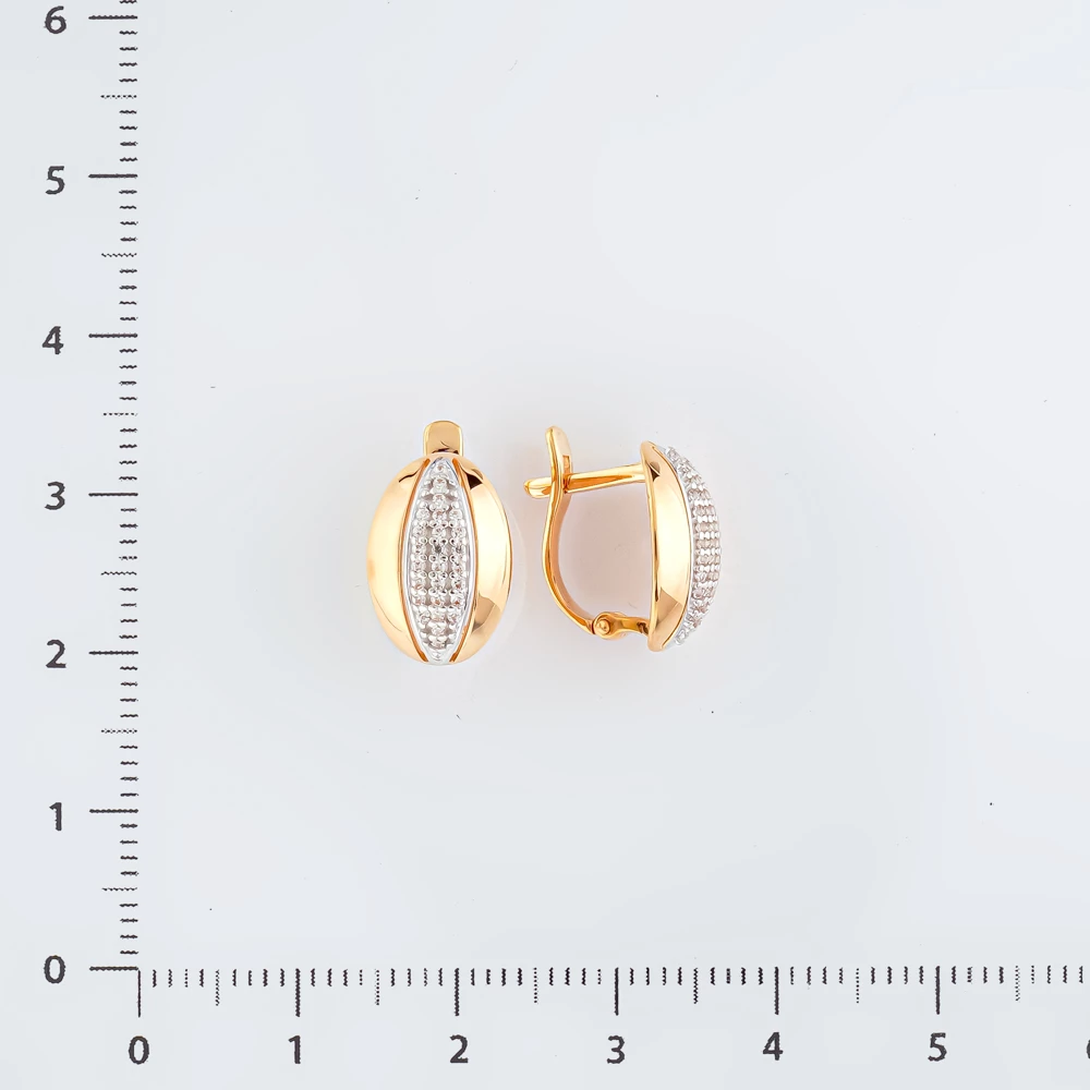 Серьги с фианитом из красного золота 585 пробы