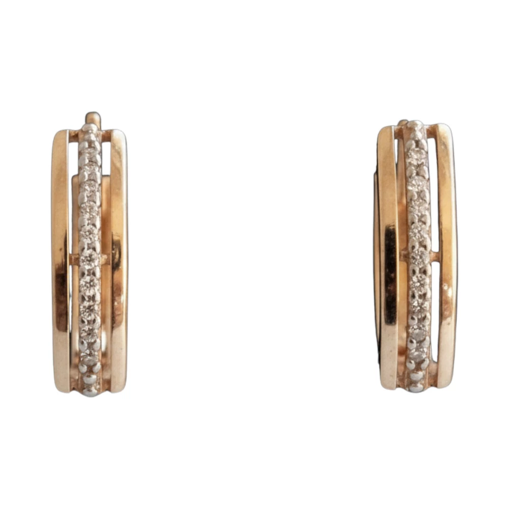 Серьги с фианитом из красного золота 585 пробы