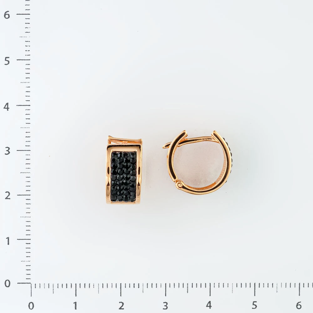 Серьги конго с фианитом из красного золота 585 пробы
