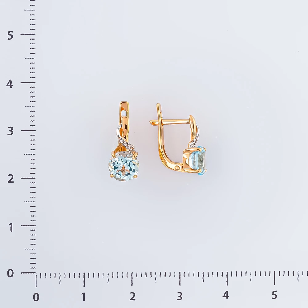 Серьги с топазом из красного золота 585 пробы