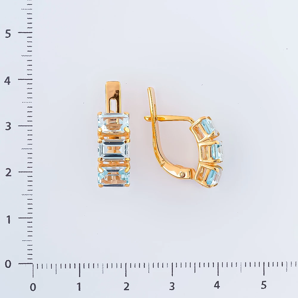 Серьги с топазом из красного золота 585 пробы
