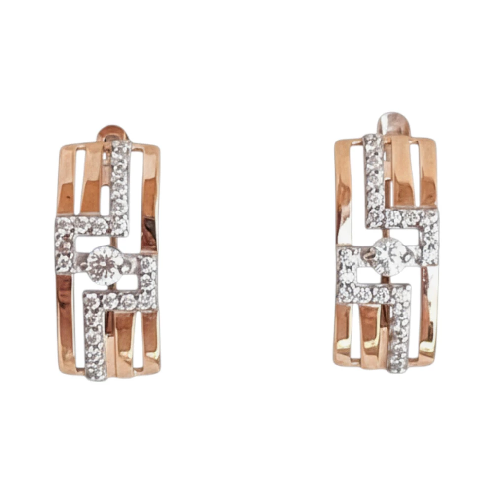 Серьги с фианитом из красного золота 375 пробы