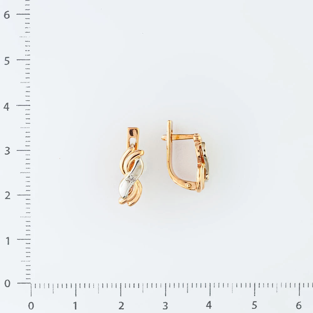 Серьги с бриллиантом из красного золота 375 пробы
