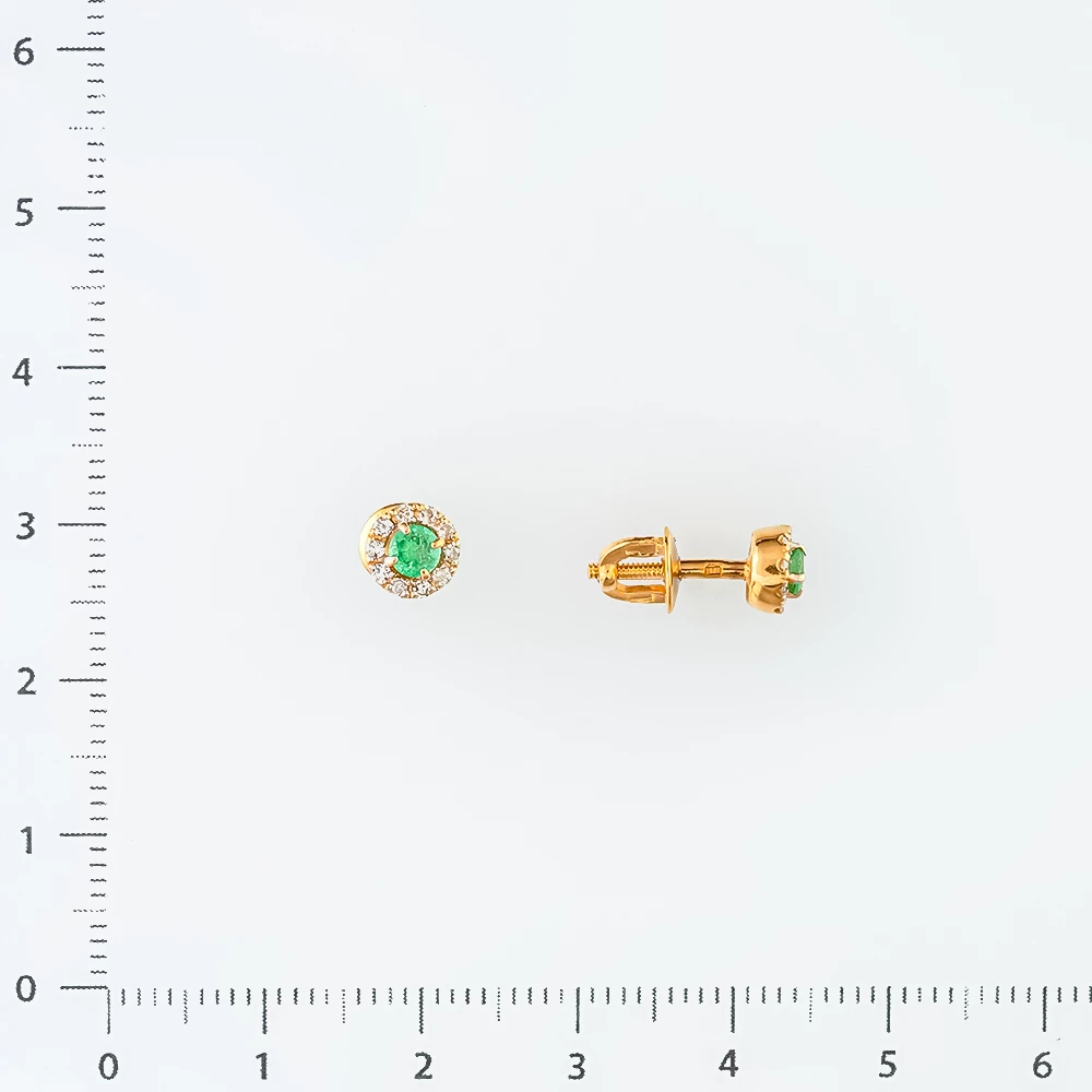 Серьги с изумрудом из красного золота 585 пробы
