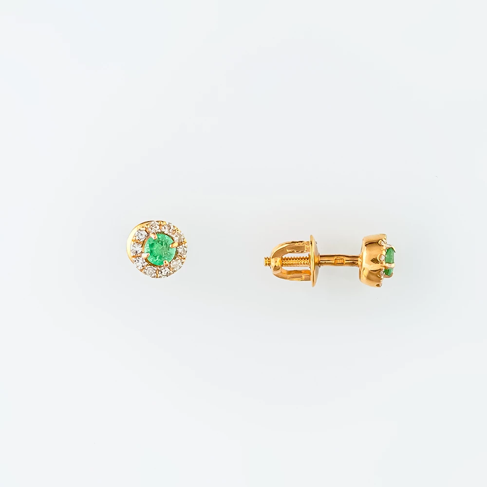 Серьги с изумрудом из красного золота 585 пробы