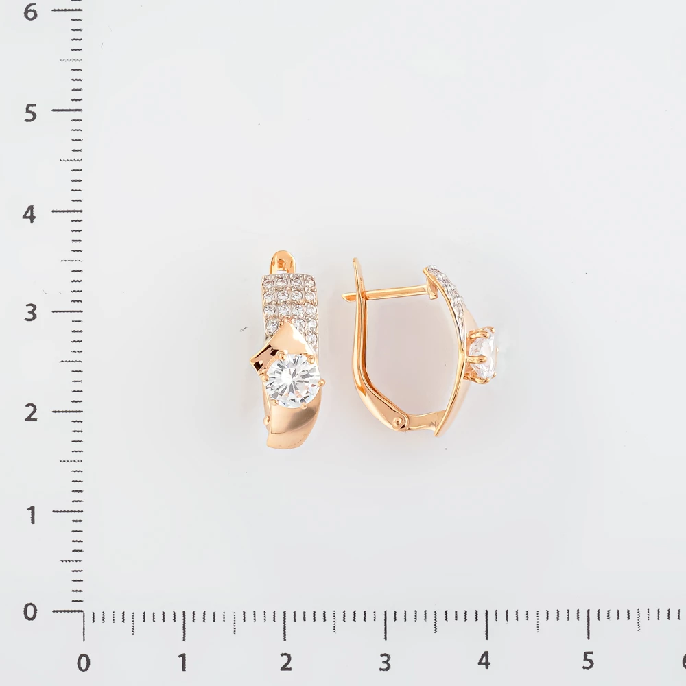 Серьги с фианитом из белого золота 585 пробы