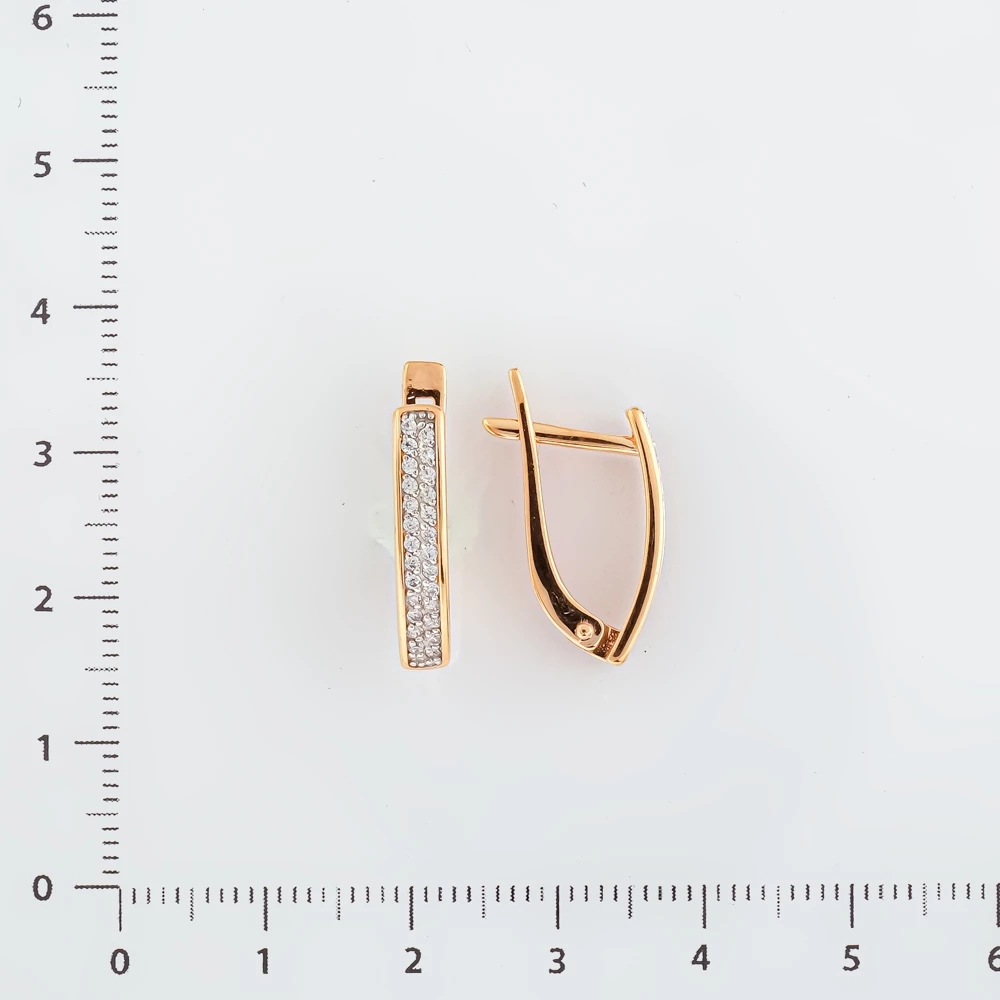 Серьги с фианитом из красного золота 375 пробы