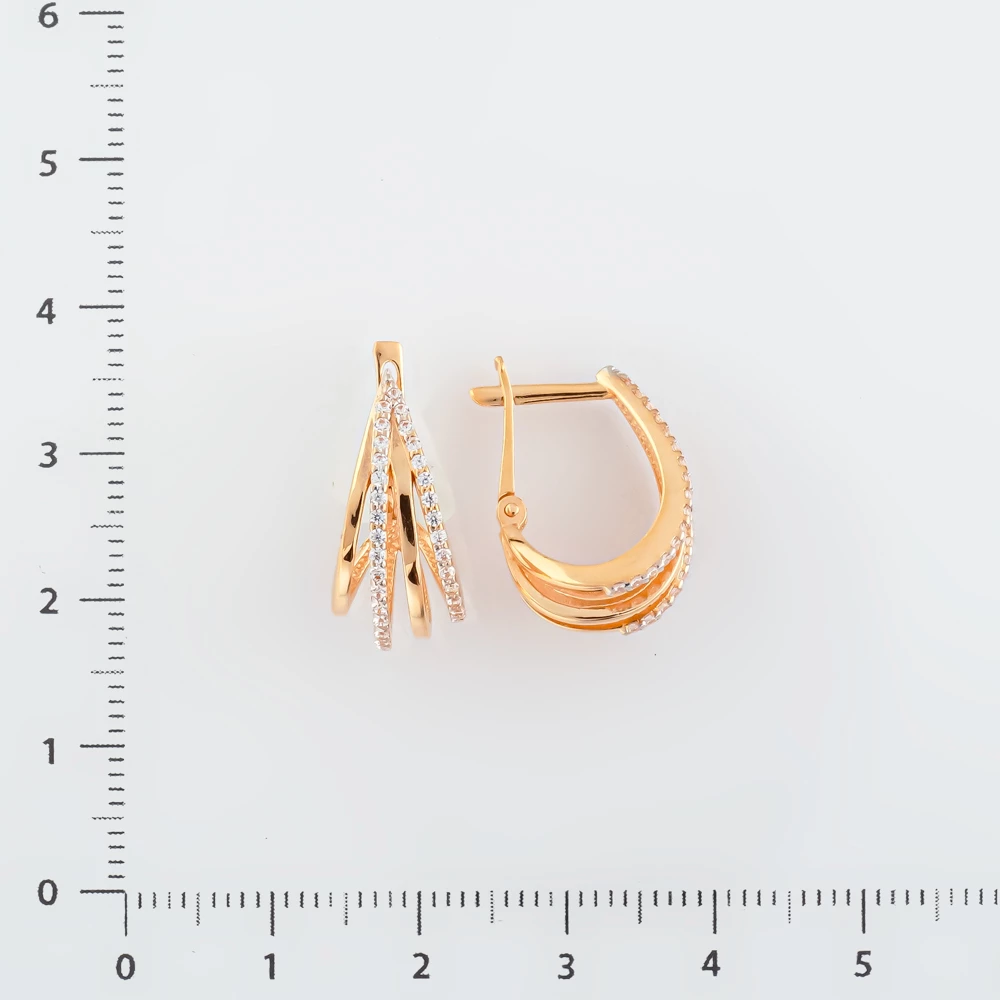 Серьги с фианитом из красного золота 585 пробы