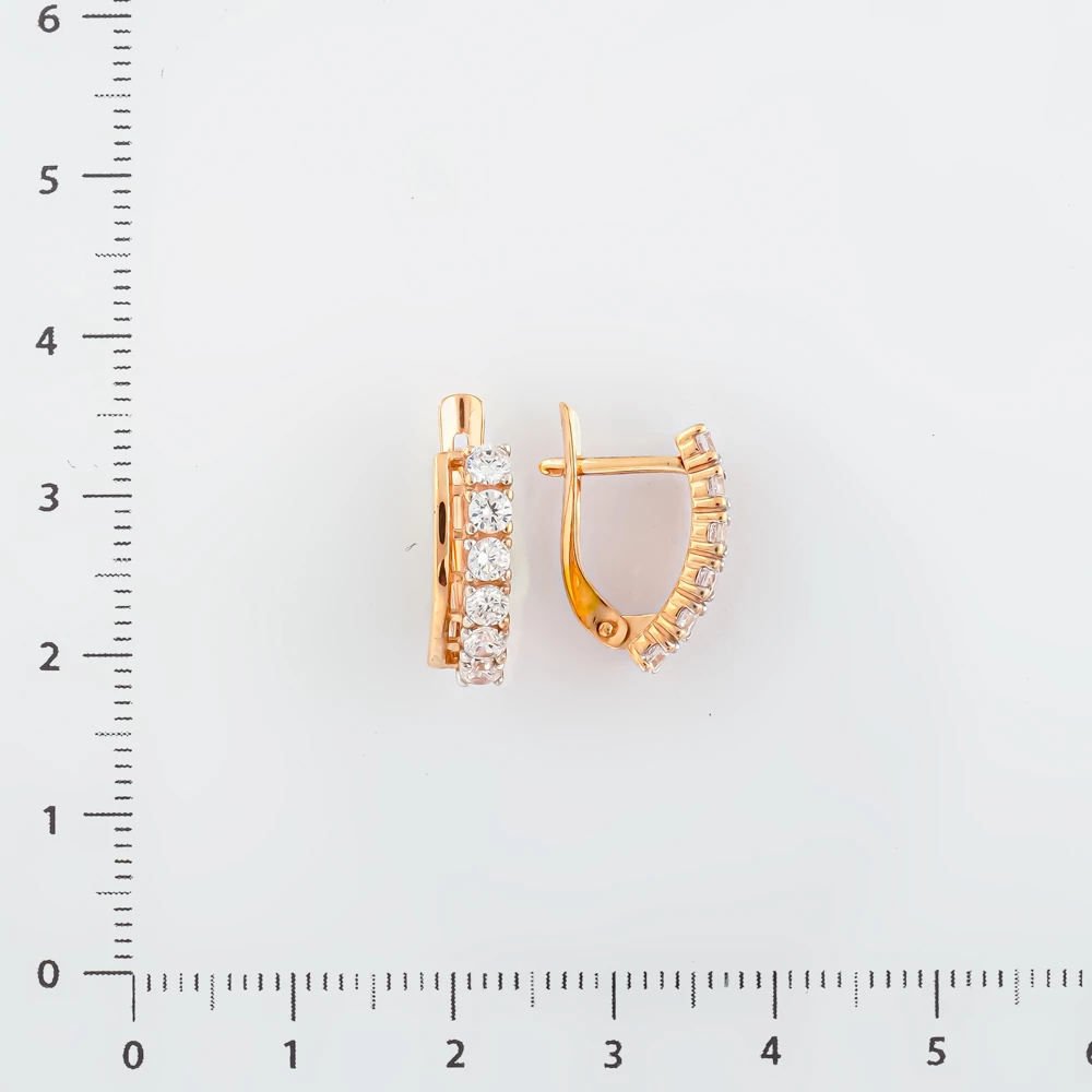 Серьги с фианитом из красного золота 375 пробы