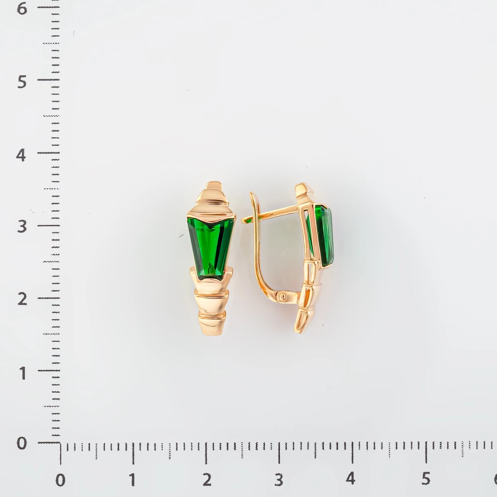 Серьги с фианитом из красного золота 585 пробы