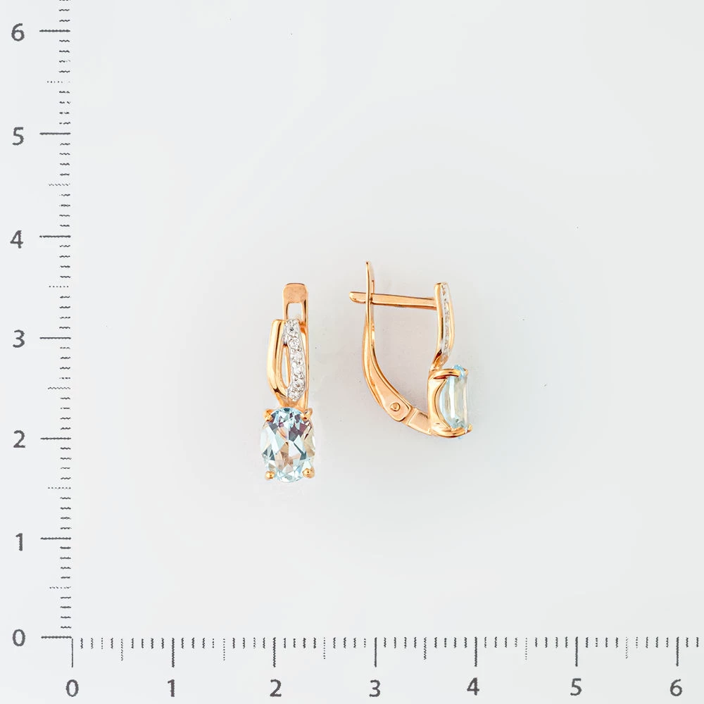 Серьги с топазом из красного золота 585 пробы
