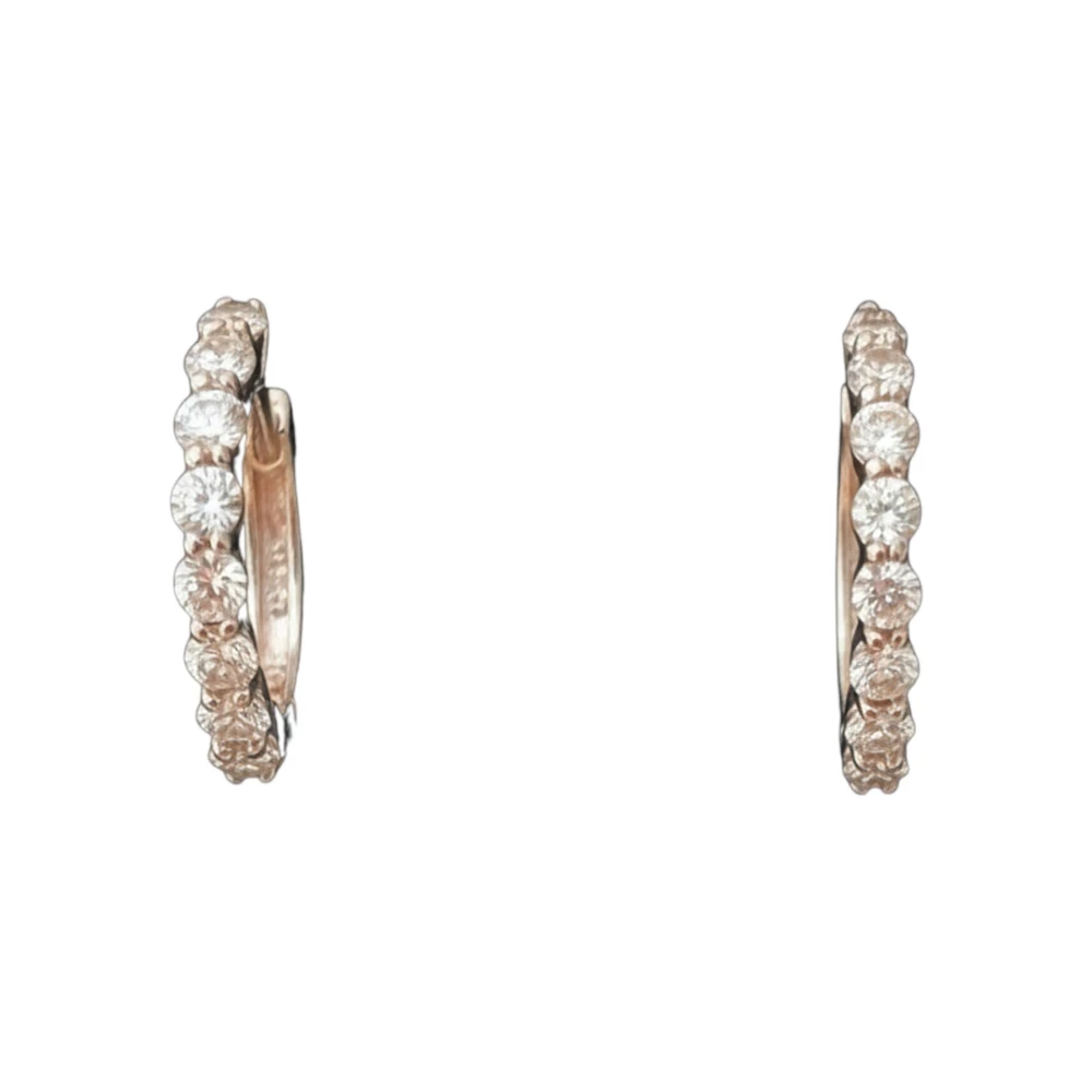 Серьги конго с фианитом из красного золота 585 пробы