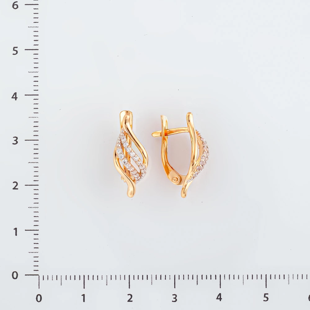 Серьги с фианитом из красного золота 585 пробы
