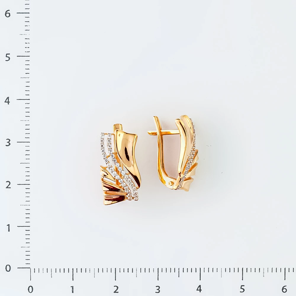 Серьги с фианитом из красного золота 585 пробы