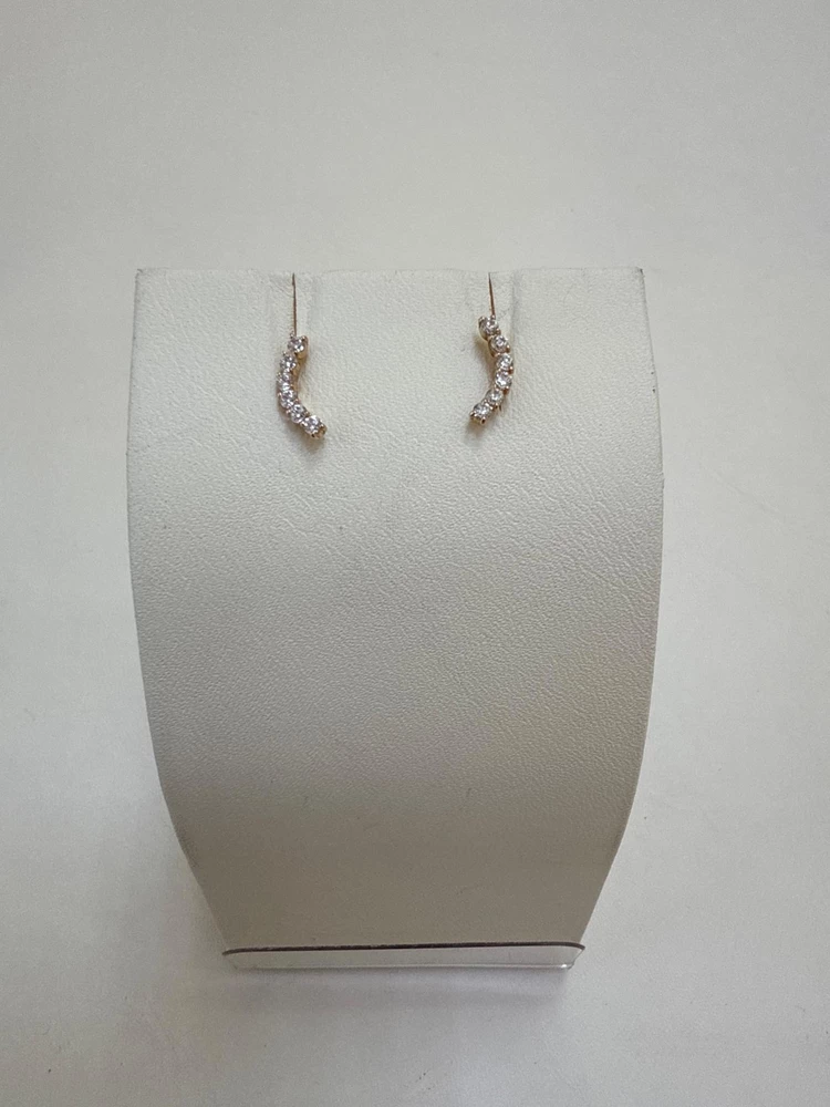 Серьги с фианитом из красного золота 585 пробы