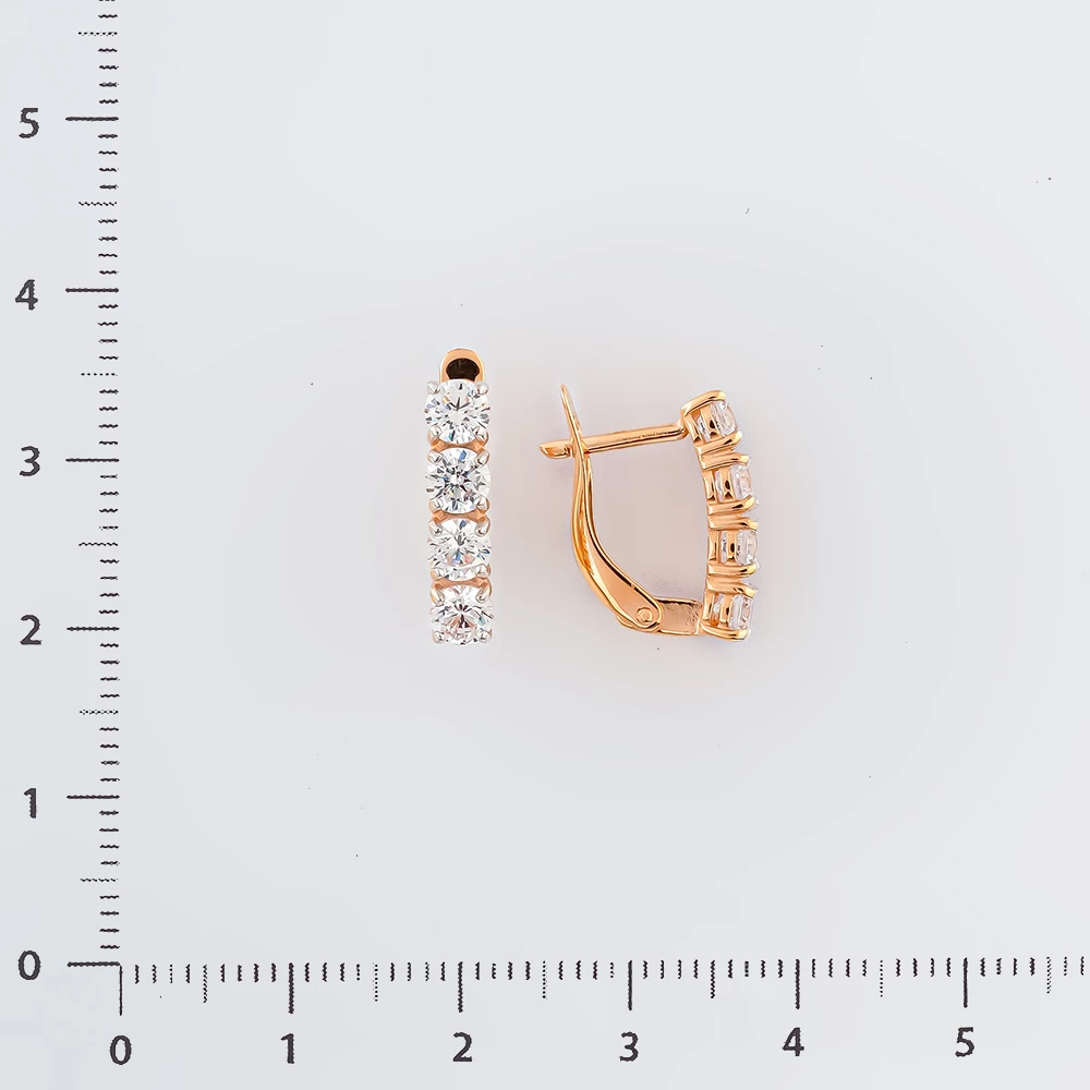Серьги с фианитом из красного золота 585 пробы 2