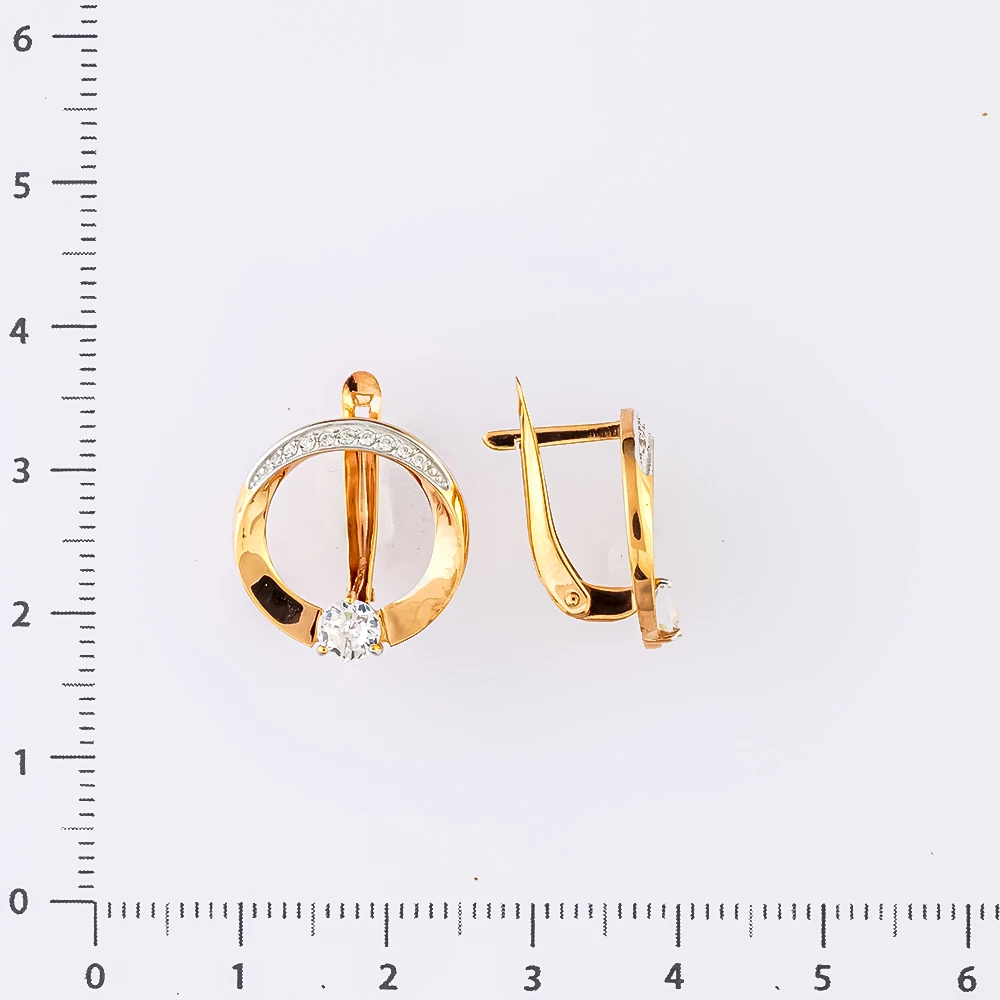 Серьги с фианитом из красного золота 375 пробы