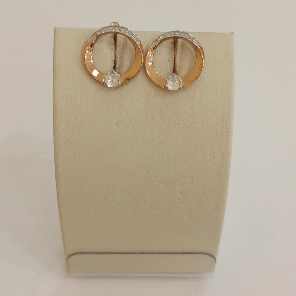 Серьги с фианитом из красного золота 375 пробы