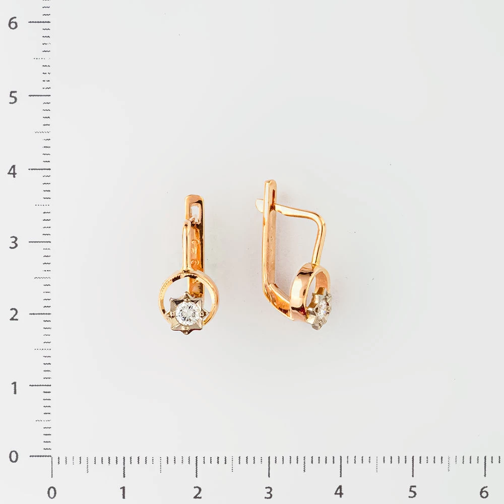 Серьги с бриллиантом из красного золота 583 пробы 2