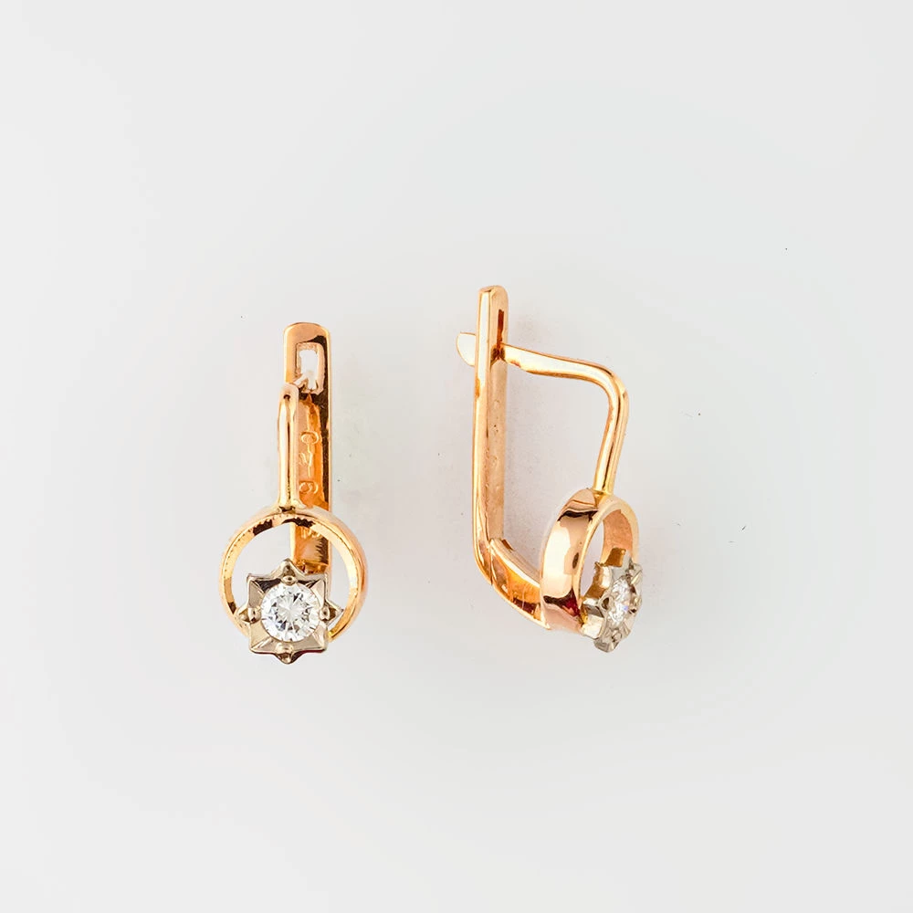 Серьги с бриллиантом из красного золота 583 пробы 1