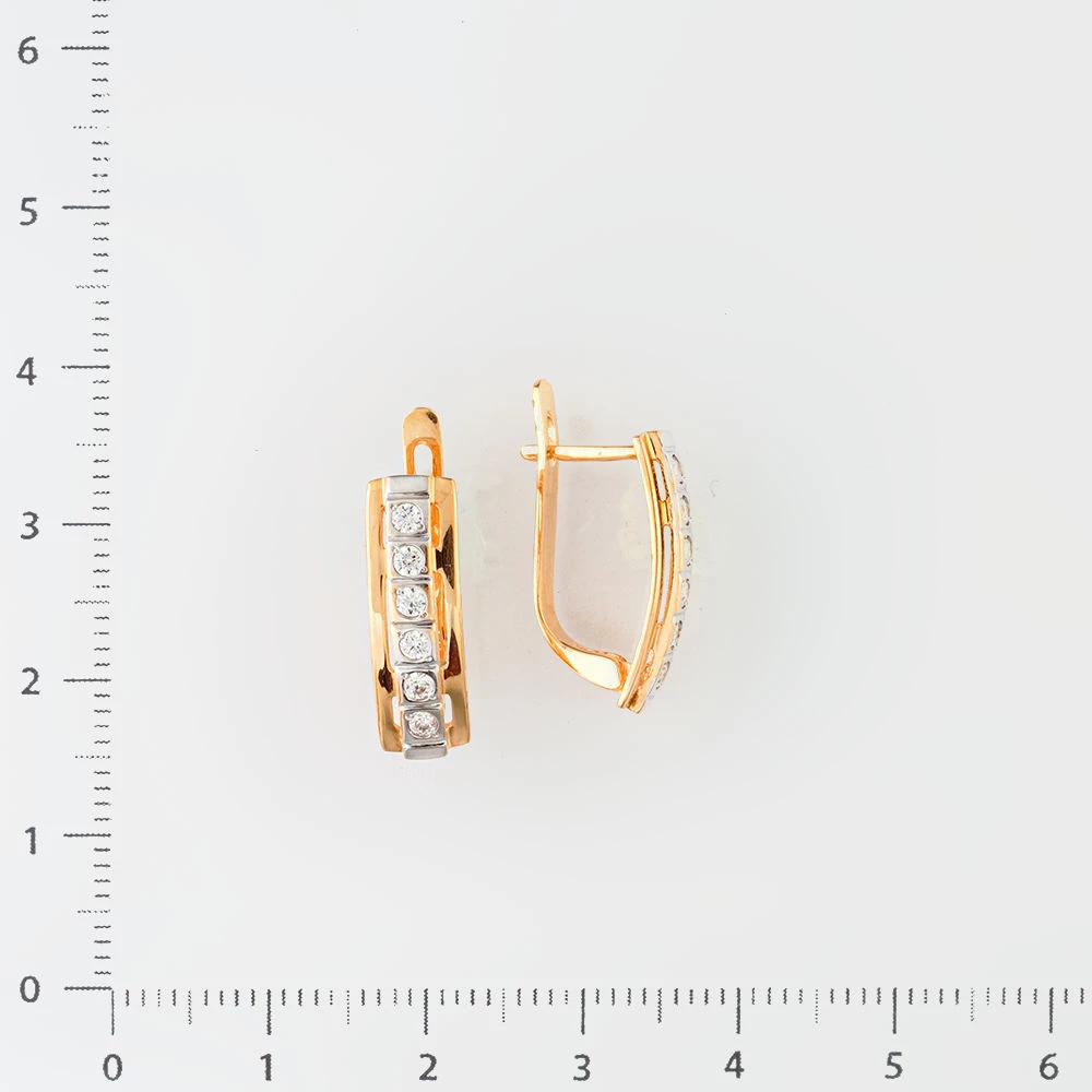 Серьги с фианитом из красного золота 585 пробы