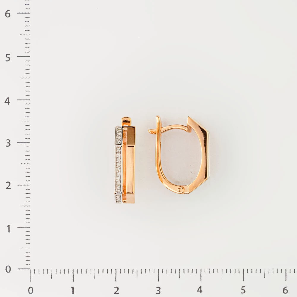 Серьги с бриллиантом из красного золота 585 пробы