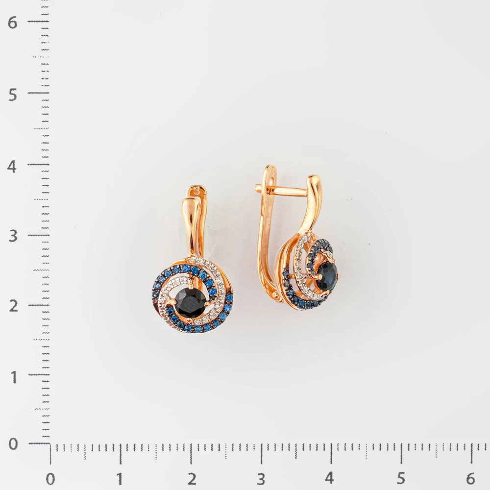 Серьги с сапфиром из красного золота 585 пробы