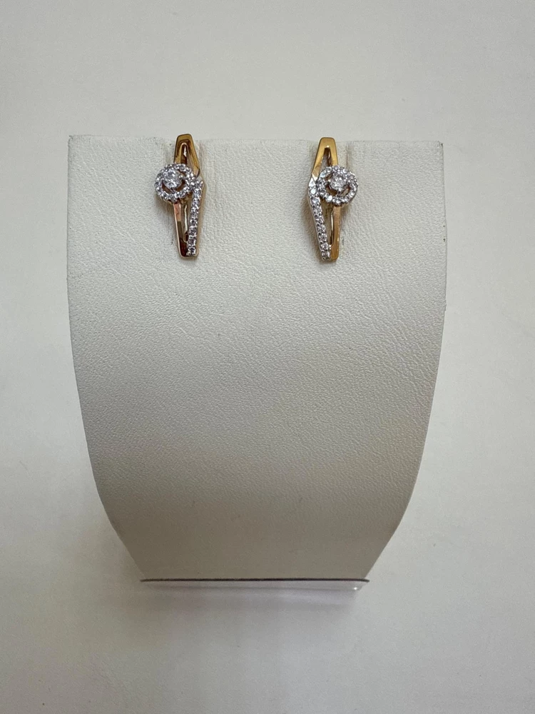 Серьги с фианитом из красного золота 375 пробы