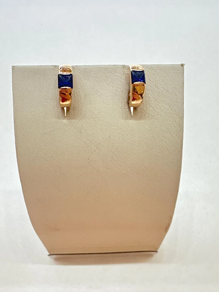 Серьги с ситаллом из красного золота 585 пробы