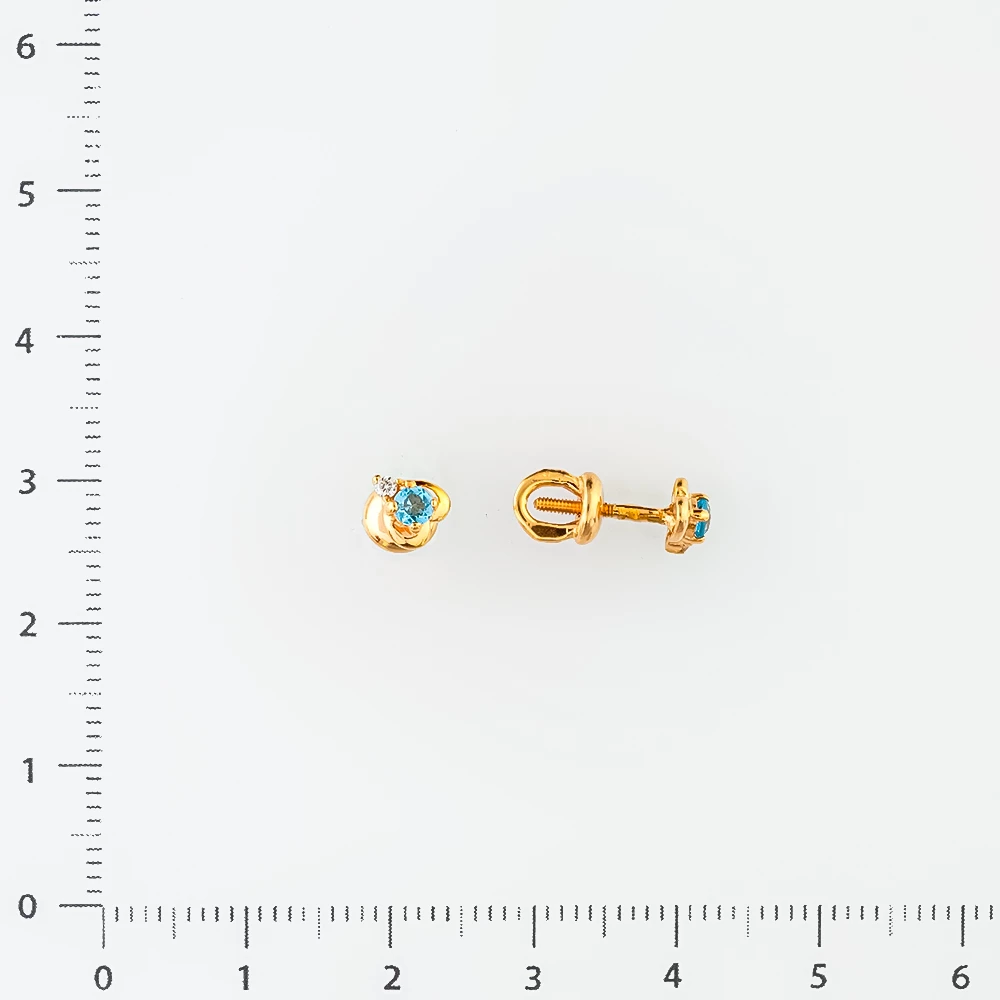 Серьги с топазом из красного золота 585 пробы
