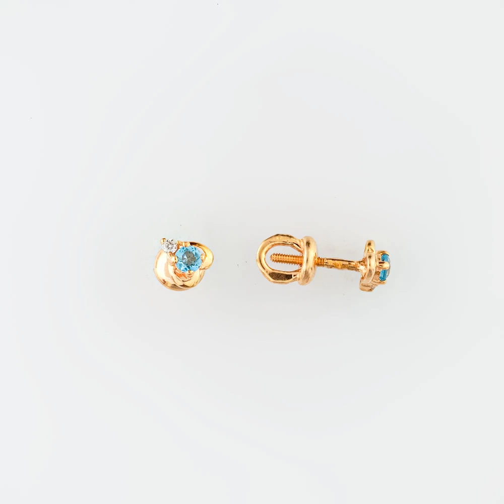 Серьги с топазом из красного золота 585 пробы