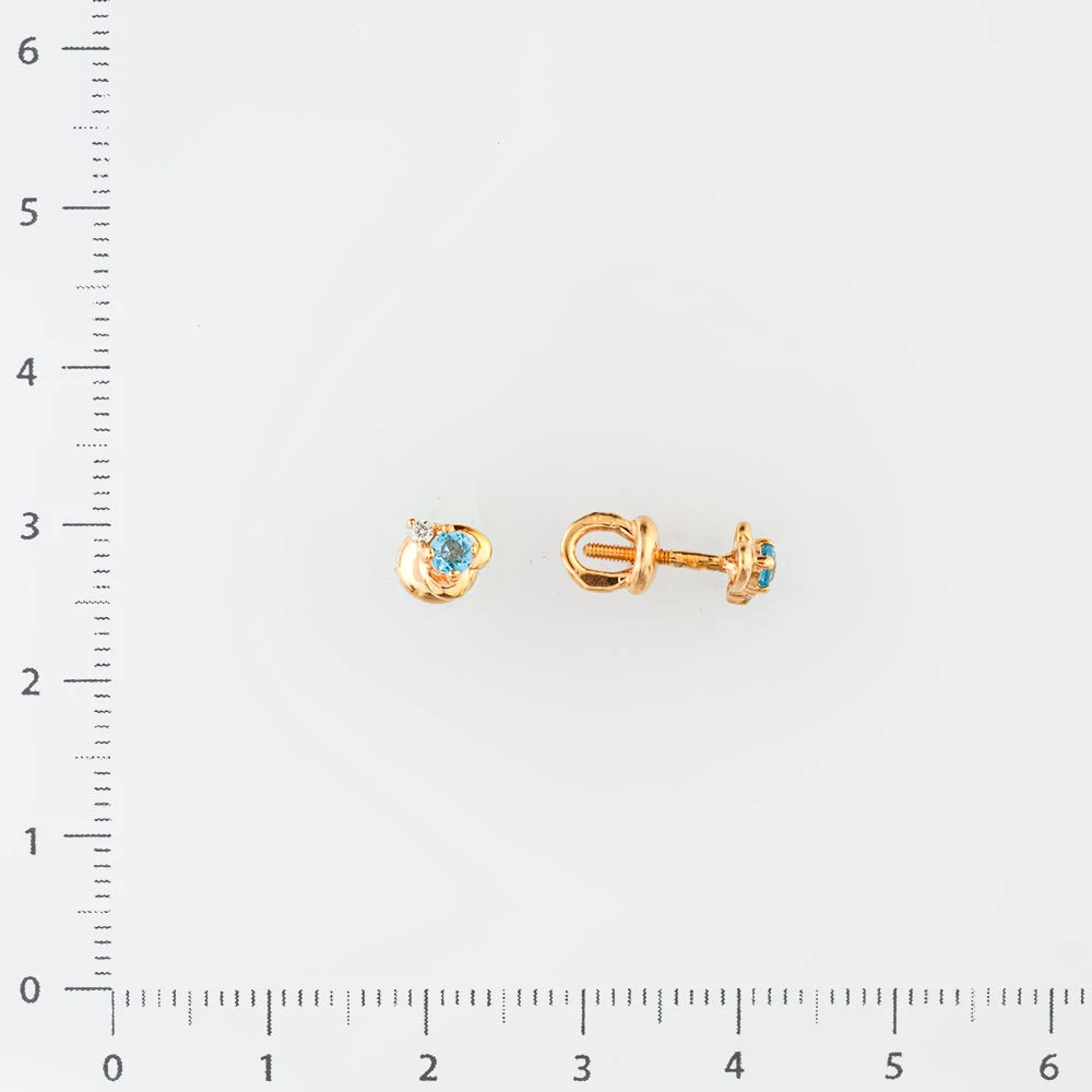 Серьги с топазом из красного золота 585 пробы