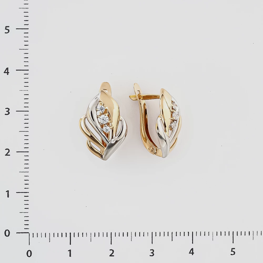 Серьги с фианитом из красного золота 585 пробы