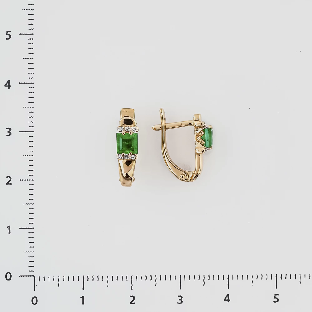 Серьги с изумрудом из красного золота 585 пробы