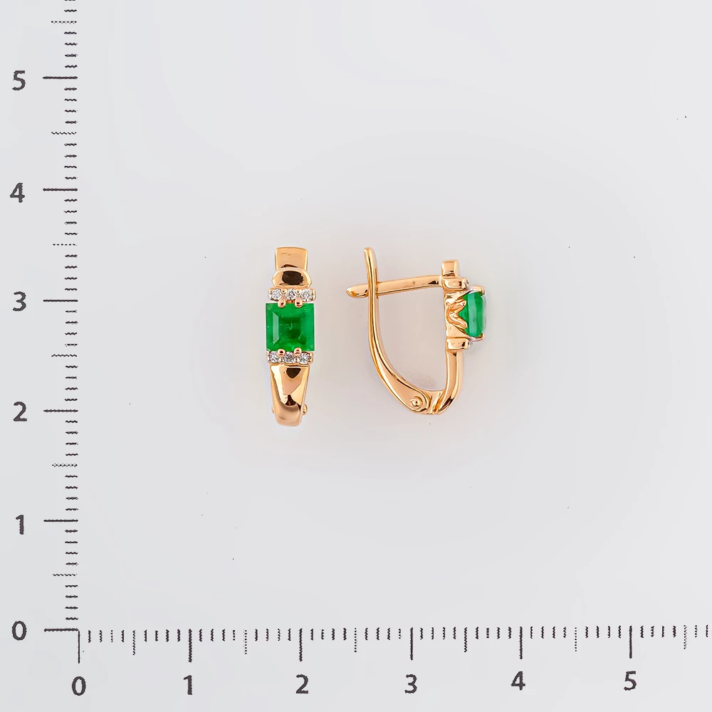 Серьги с изумрудом из красного золота 585 пробы