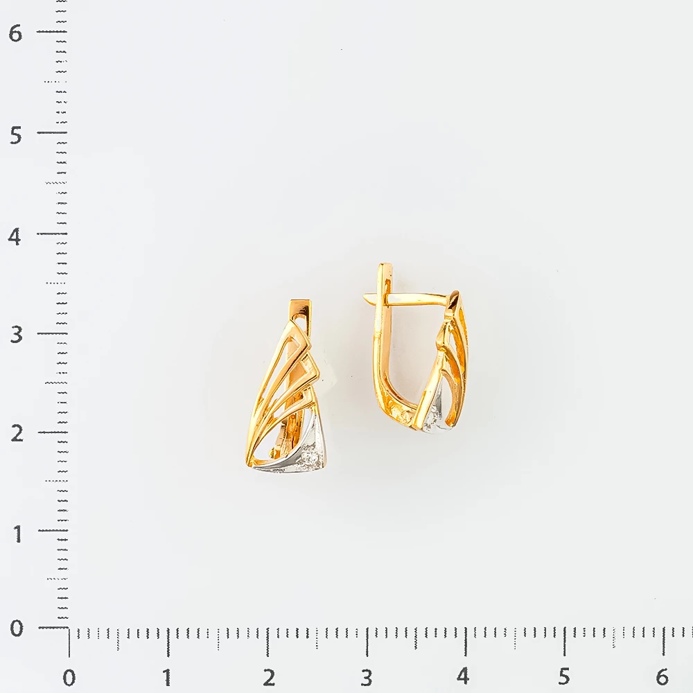 Серьги с фианитом из красного золота 585 пробы
