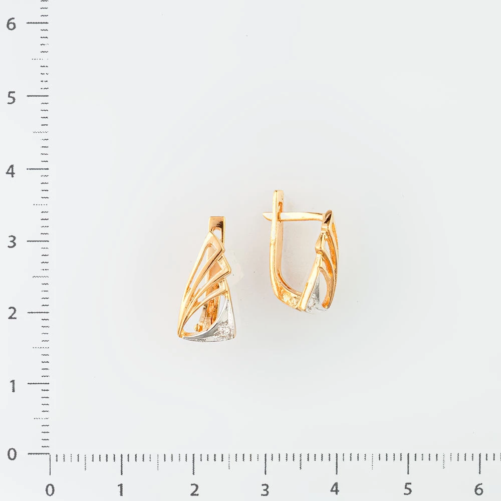 Серьги с фианитом из красного золота 585 пробы